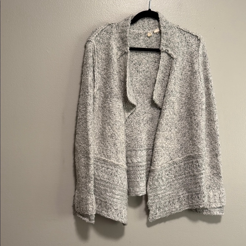 Moth Gray Textured Knit Cardigan Sweater